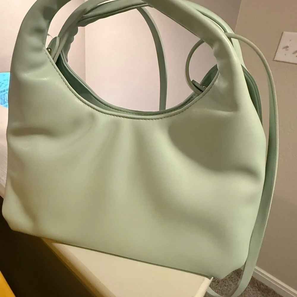 A New Day Mint Soft Green Trapezoid Shoulder Bag with Detachable Strap - Picture 5 of 6